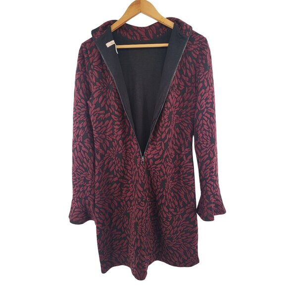 Anthropologie Hatch Red & Black Textured Bell Sleeve Tunic Zip-Up Dress M - Picture 10 of 10